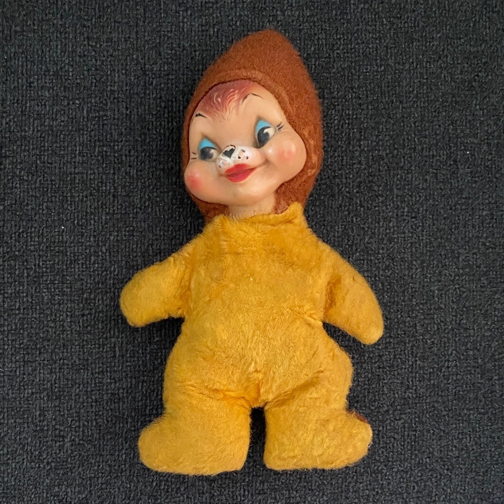 Adorable vintage rush tone rubber face Plush Doll